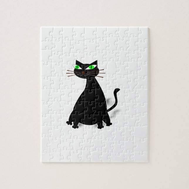 Puzzle Chat noir gras aux yeux verts (Vertical)