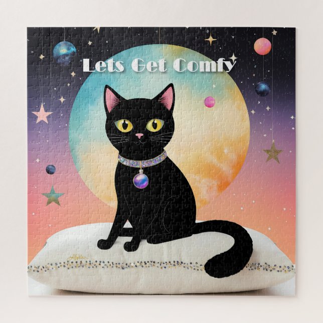 Puzzle Chat Noir - Installons-Nous Confortablement (Vertical)