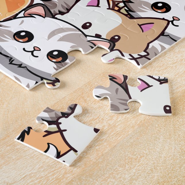 Puzzle Chat noir mignon en chats orange animal de compagn (Côté)