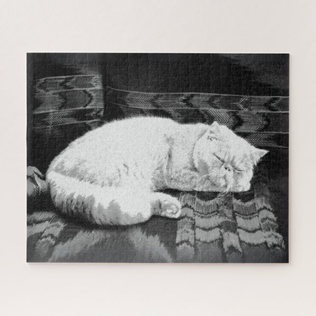 Puzzle Chat perse blanc couché (Horizontal)