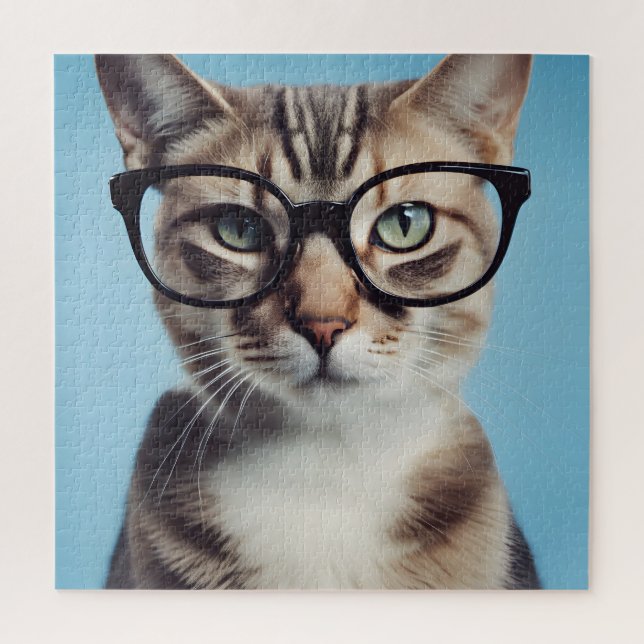 Puzzle Chat Portant des lunettes (Vertical)