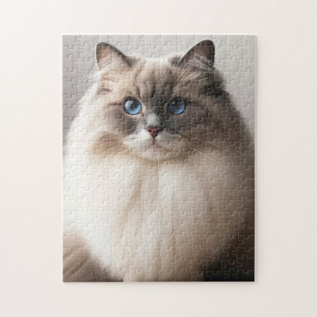 Puzzle Chat Ragdoll aux Yeux Bleus | Luxe Douillet (Vertical)