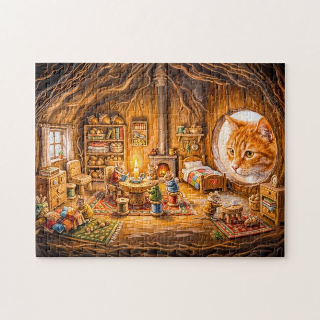 Puzzle Chat regardant dans la maison confortable de la so (Horizontal)