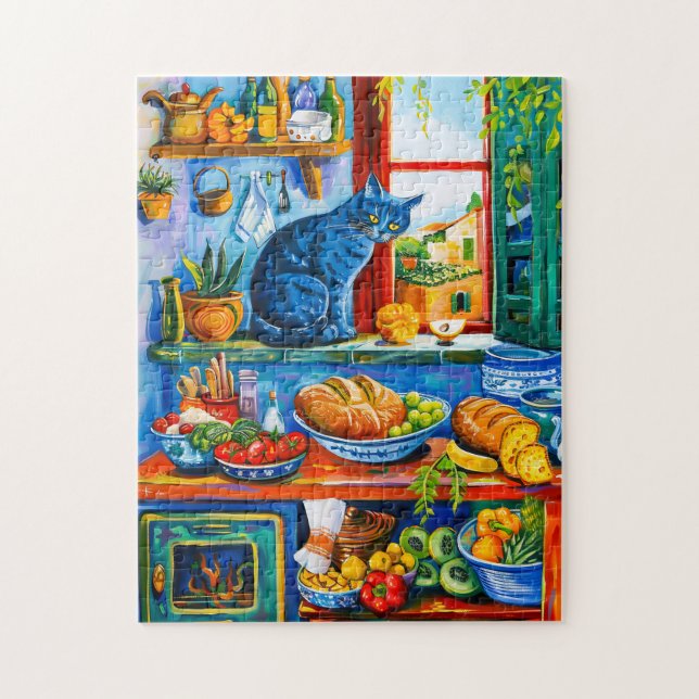Puzzle Chat regardant par la fenêtre de la cuisine (Vertical)
