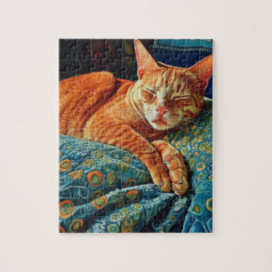 Puzzle Chat roux endormi adorable
