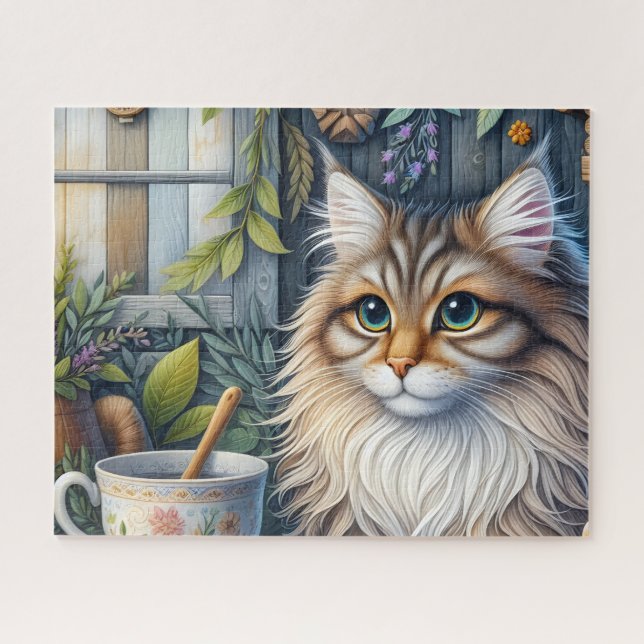 Puzzle Chat rustique Maine Coon (Horizontal)