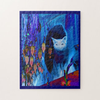 Puzzle Chat Siamese bleu électrique Art animal Abstrait