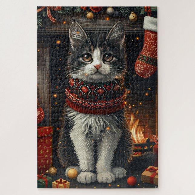 Puzzle Chat Smoking En Costume De Soirée Avec Des Cadeaux (Vertical)