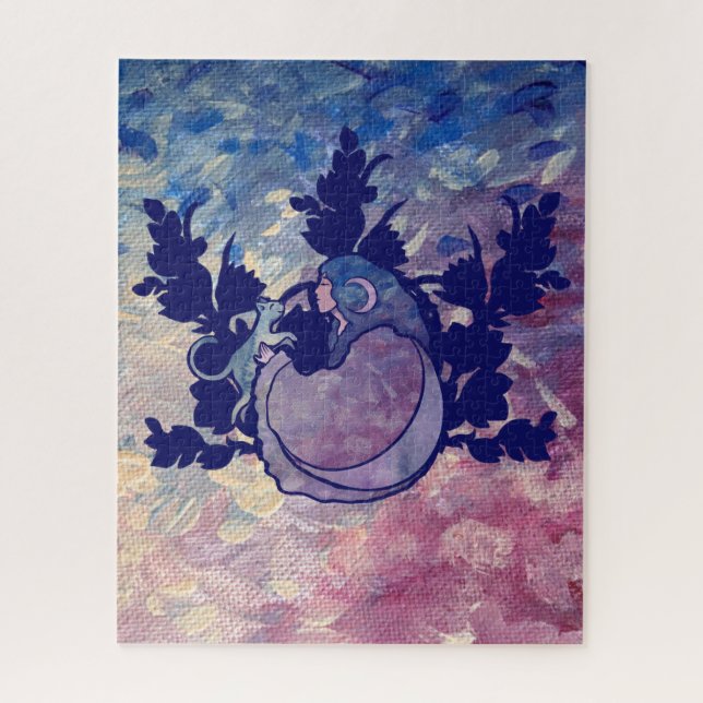 Puzzle Chat Sorcière Lune Déesse Wiccan Chat Personne (Vertical)