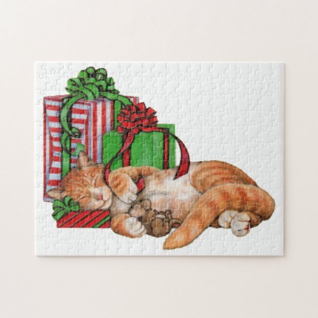 Puzzle Chat, souris et cadeaux de Noël mignons (Horizontal)
