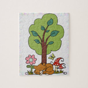 Puzzle Chat sous l'arbre