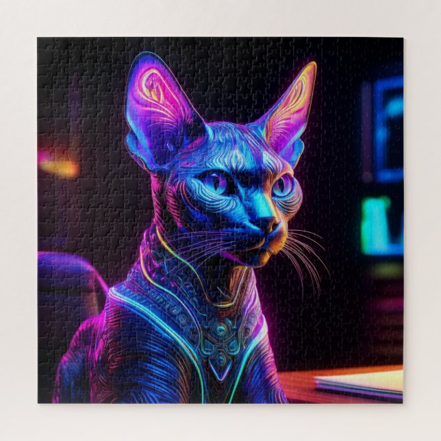 Puzzle Chat Sphinx Alien Est Assis Dans Le Fauteuil De So (Vertical)