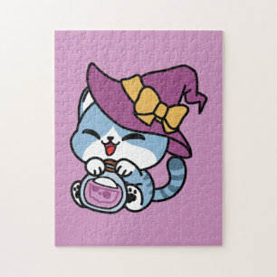 Puzzle Chat Tabby Halloween – Chapeau de Sorcière & Art d