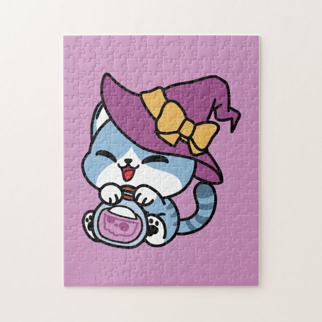 Puzzle Chat Tabby Halloween – Chapeau de Sorcière & Art d (Vertical)
