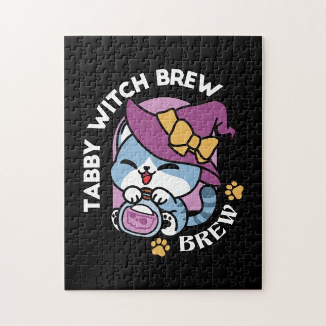 Puzzle Chat Tabby Halloween – Chapeau de Sorcière & Art d (Vertical)