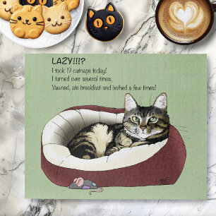 Puzzle Chat Tabby Laziness Sarcastique Vert Sauge Sage