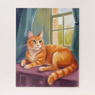 Puzzle Chat tigré orange aquarelle animal de compagnie