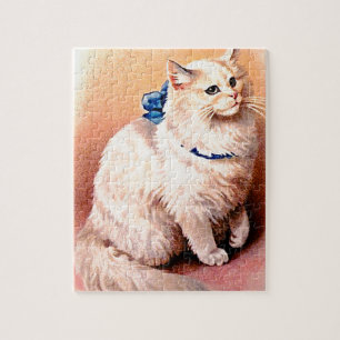 Puzzle Chat vintage avec Bleu Bow