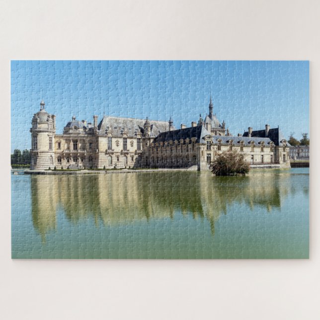 Puzzle Château de Chantilly avec réflexion dans le lac (Horizontal)