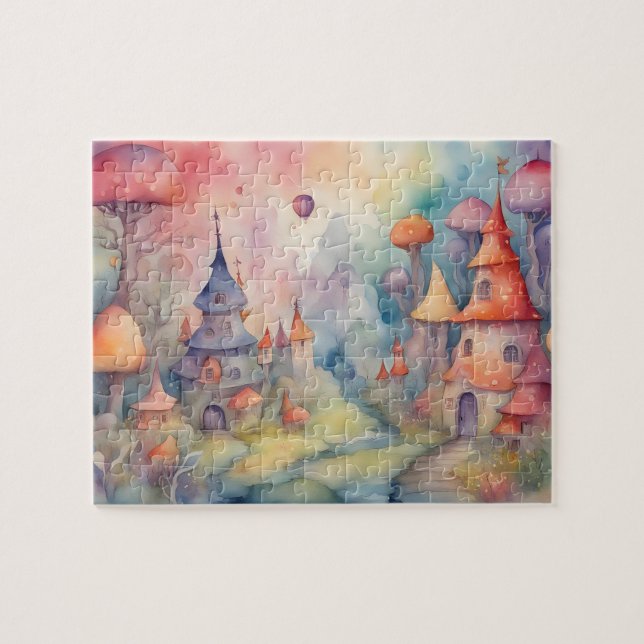 Puzzle Château de l'Aquarelle Colorée Mondiale Imaginaire (Horizontal)