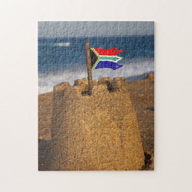 Puzzle Château de Sable Avec Drapeau Sud-Africain, Umhlan (Vertical)