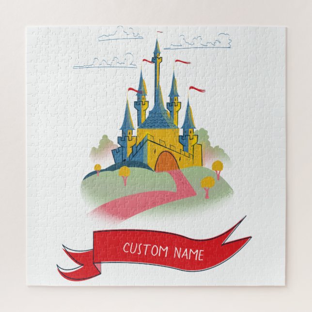 Puzzle Château Fantastique Texte Personnalisé (Vertical)