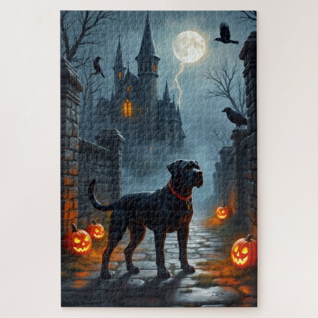 Puzzle Château gothique de Cane Corso Art d'Halloween (Vertical)
