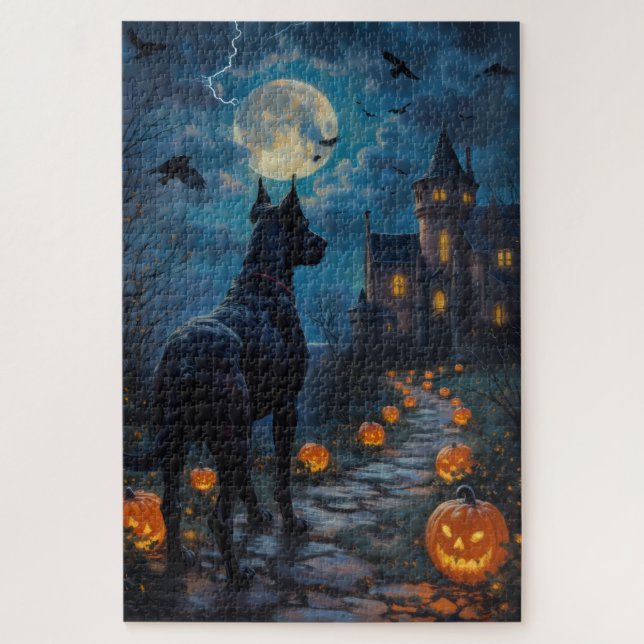 Puzzle Château gothique de Halloween pour Cane Corso (Vertical)