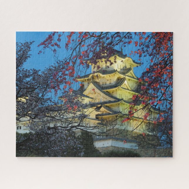 Puzzle Château Himeji au Japon avec Fleurs de Cerisiers J (Horizontal)