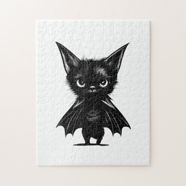Puzzle Chaton Noir Grumpy Halloween En Costume De Chat (Vertical)