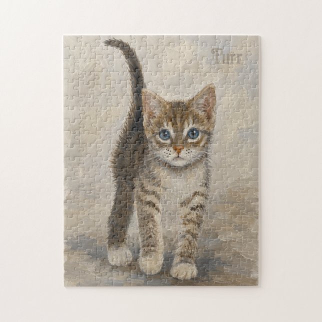 Puzzle Chaton tigré avec arrière-plan (Vertical)
