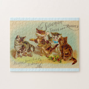 Puzzle Chatons de cartes de commerce victoriens jouant