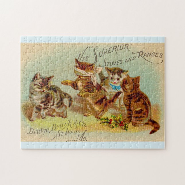 Puzzle Chatons de cartes de commerce victoriens jouant (Horizontal)
