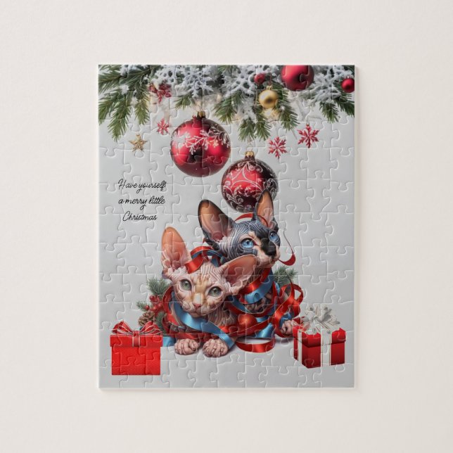 Puzzle Chatons Sphynx de Noël (Vertical)
