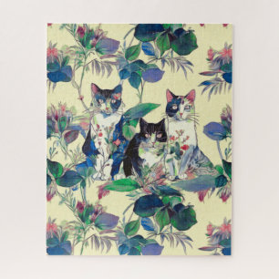 Puzzle Chats à l'aquarelle dans un jardin