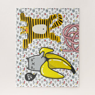Puzzle Chats amusants, lait et magie.