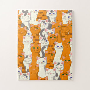 Puzzle Chats blancs et gingembre motif yeux verts yeux bl