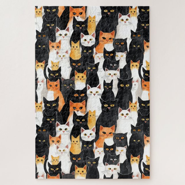 Puzzle Chats blancs orange noirs (Vertical)