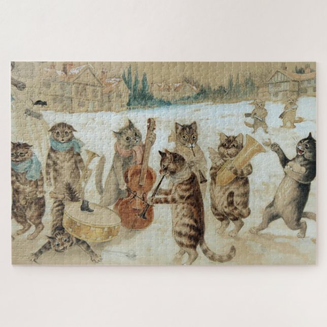 Puzzle Chats chantent un noël par Louis Wain  (Horizontal)
