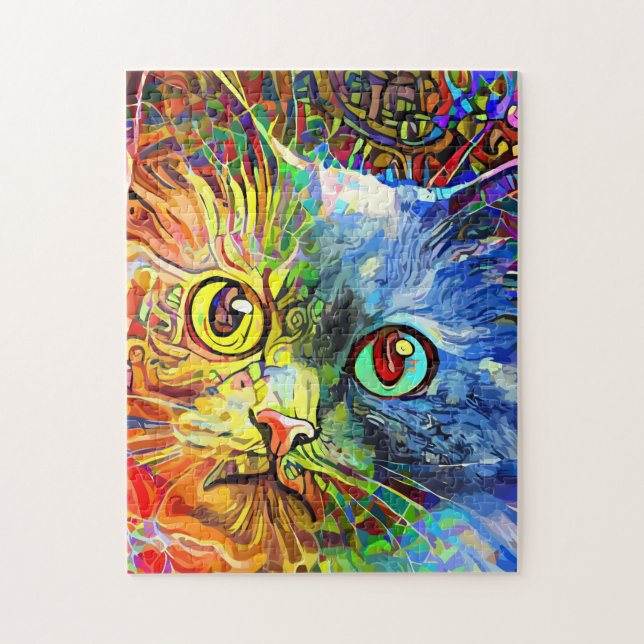 Puzzle chats couleurs mignonnes peinture abstraite art (Vertical)
