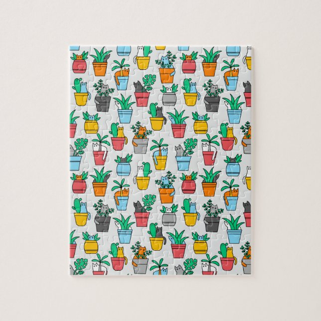 Puzzle Chats dans les pots à fleurs (Vertical)