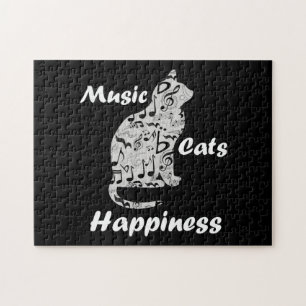 Puzzle Chats de musique Bonheur - Citation d'amoureux de 