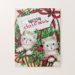 Puzzle chats de Noël rétro vintage