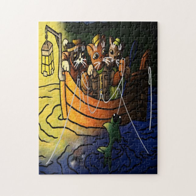 Puzzle Chats de pêche nocturne (Vertical)