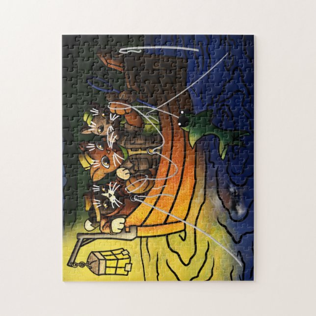 Puzzle Chats de pêche nocturne (Vertical)