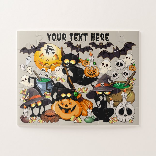 Puzzle Chats drôles de Halloween Fête (Horizontal)