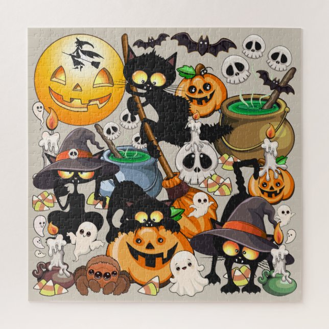 Puzzle Chats drôles de Halloween Fête (Vertical)