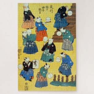 Puzzle Chats japonais Acrobat, Kuniyoshi, Ukiyo-e