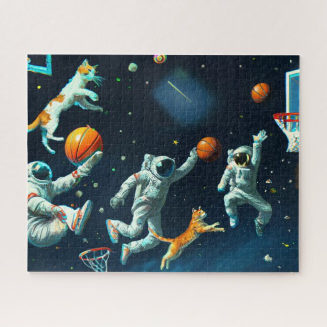Puzzle Chats jouant au basket-ball dans l'espace avec des (Horizontal)
