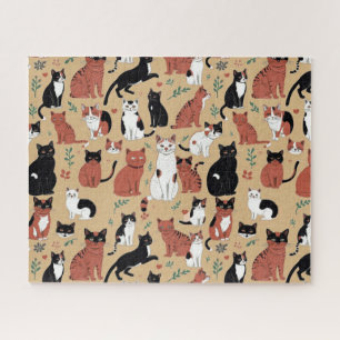 Puzzle Chats joueurs sur fond beige